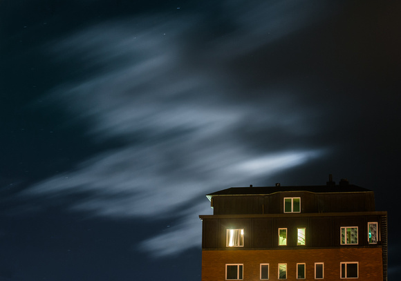 Night clouds behind "Ferrum". Kiruna - Sweden 2013