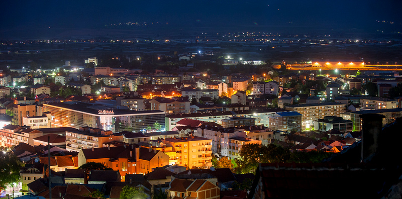 Strumica seen from above in the evening